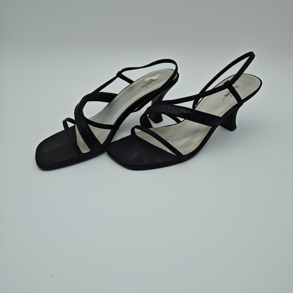 Jacqueline Ferrar Gaston Black Slingback Sandals Womens 7.5 Y2K Minimalist - Picture 2 of 6